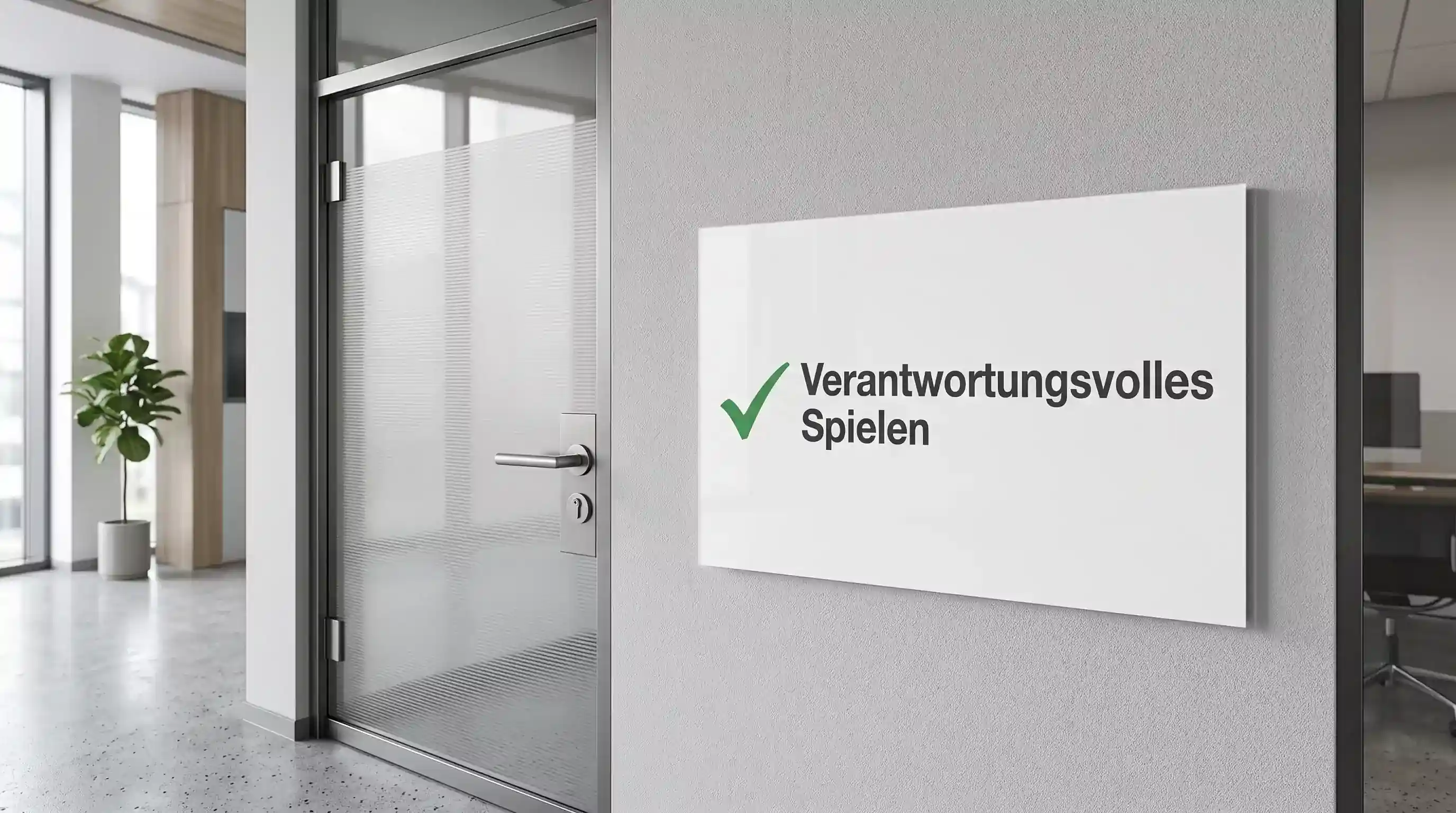 Informationstafel zum verantwortungsvollen Spielen mit Hinweisen auf Spielerschutz und Beratungsangebote